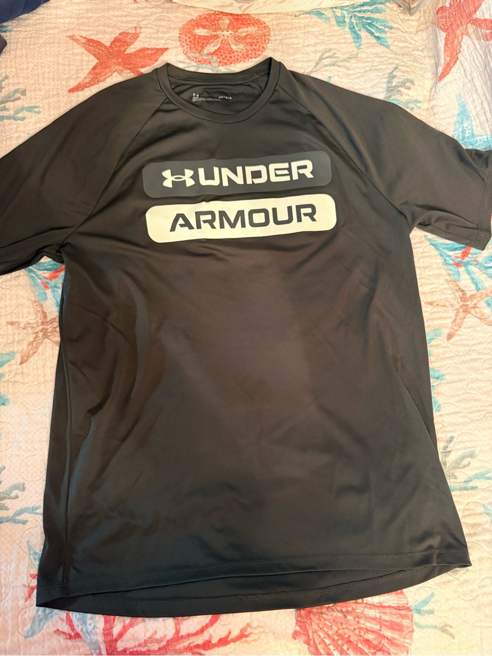 Under Armour Black Short-Sleeve Logo Athletic Tee with White Accents